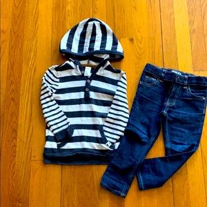 H&m hoodie with bgosh skinny jeans